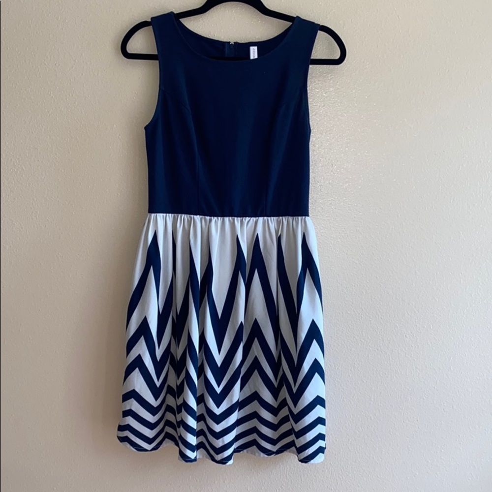 Xhilaration Navy Blue Chevron Dress